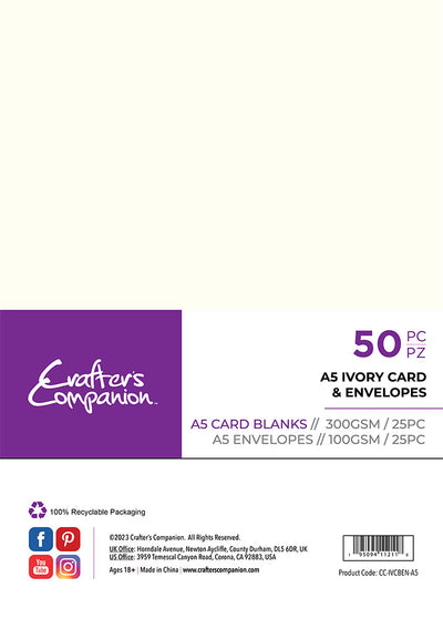 Crafter's Companion  - A5 Ivory Card & Envelopes 50pc