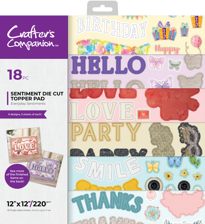 Crafter's Companion 12 x 12 Die Cut Topper Pad - Everyday Sentiments