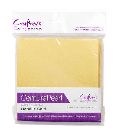 Centura Pearl Card & Envelope 8PK - 6x6 - Metallic Gold