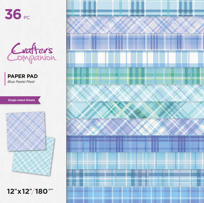 Crafter's Companion 12 x 12 Paper Pad - Blue Pastel Plaid