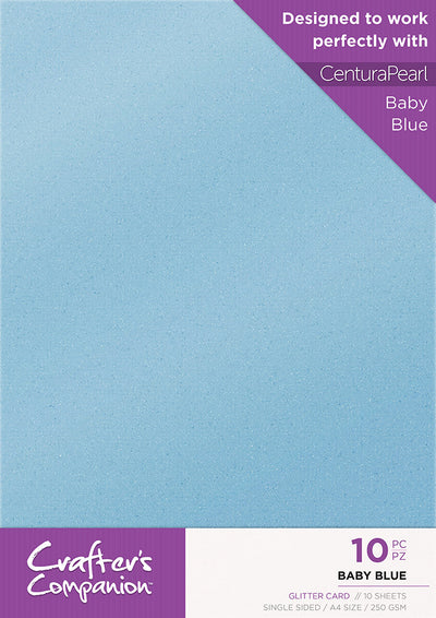 Crafter's Companion Glitter Card 10 Sheet Pack - Baby Blue