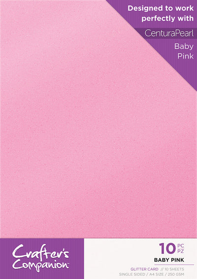 Crafter's Companion Glitter Card 10 Sheet Pack - Baby Pink