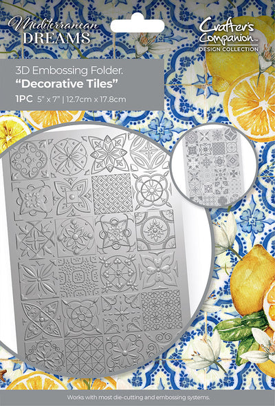 Mediterranean Dreams 5 x 7” 3D Embossing Folder - Decorative Tiles