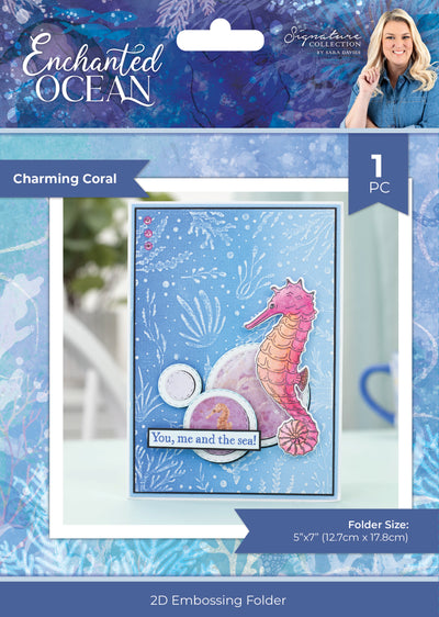 Sara Signature - Enchanted Ocean - 2D Embossing Folder - 5x7 - Charming Coral