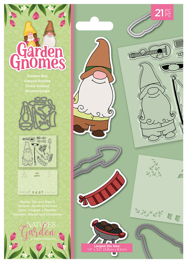 Nature's Garden - Garden Gnomes Stamp, Die and Stencil - Gnome Boy
