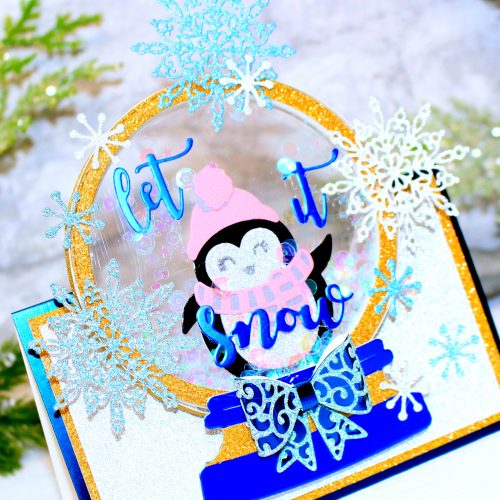 Watch Along Wednesday - pretty penguin snowglobe with the Build-a-Character Stamp and Dies