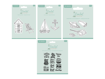 Crafter's Companion Coastal Collection Stamp & Die 4pc Selection