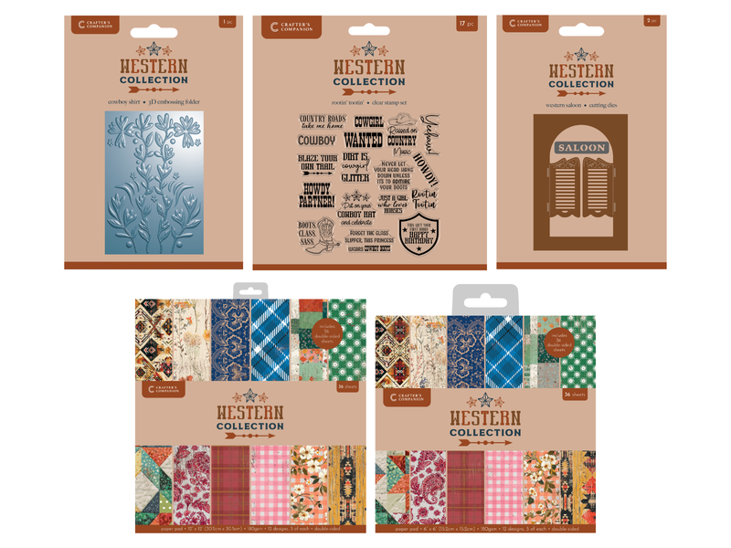Western Collection Paper, Die, Stamp and Embossing Folder 5pc Collection