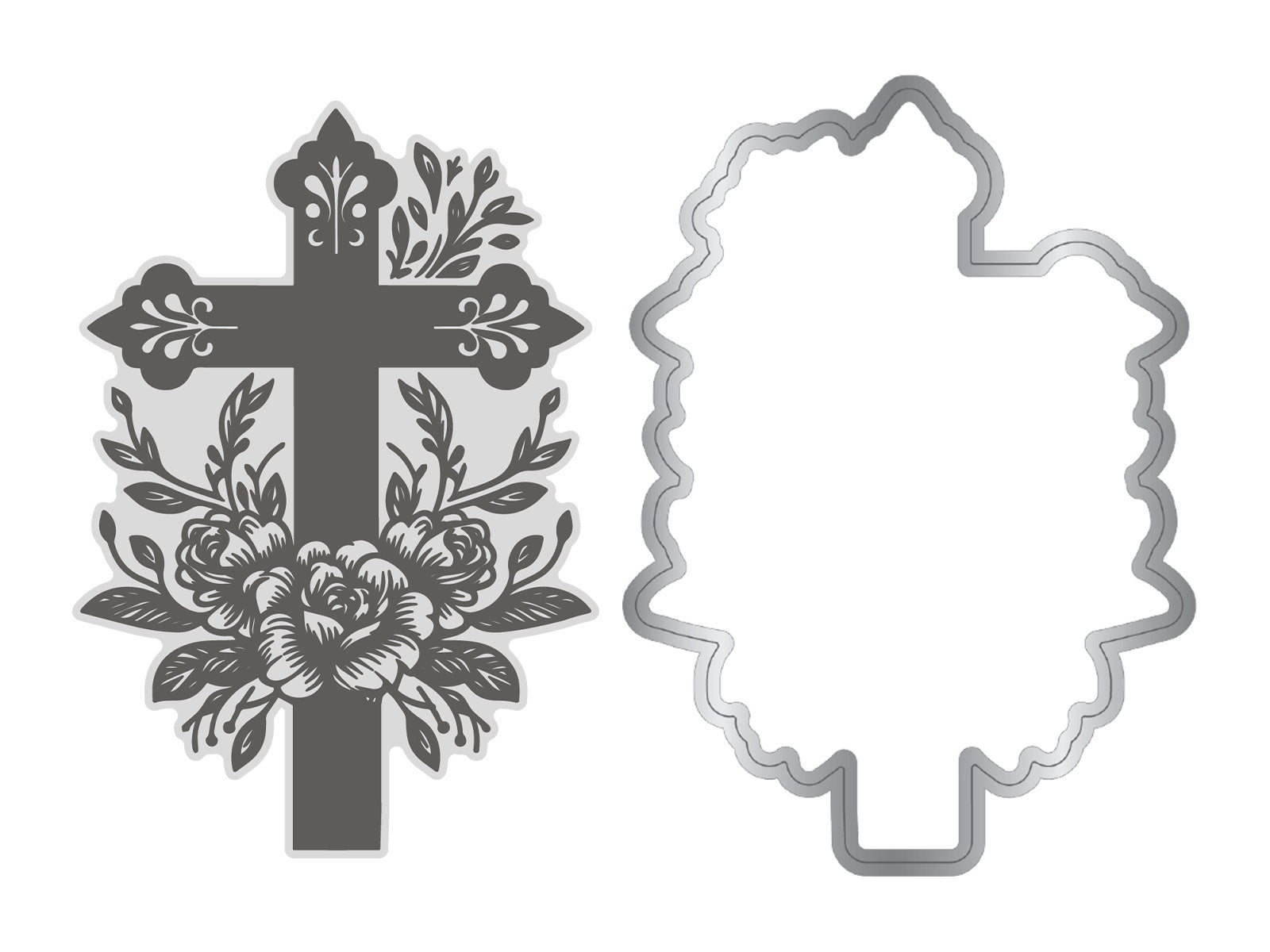 Ornate Floral Cross Stamp & Metal Die Set