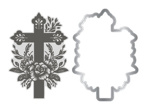 Ornate Floral Cross Stamp & Metal Die Set