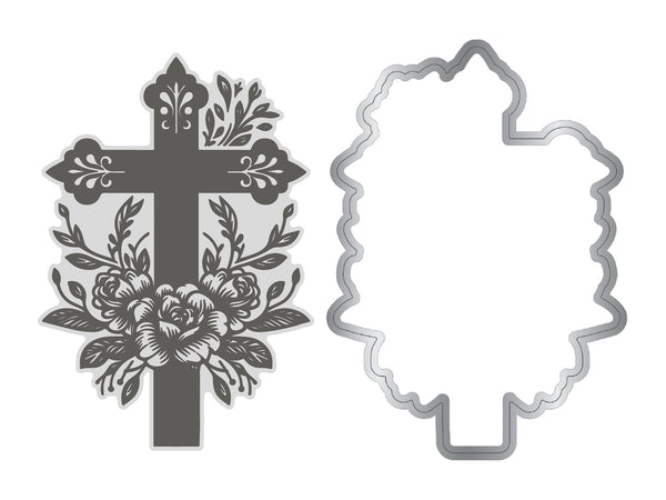Ornate Floral Cross Stamp & Metal Die Set