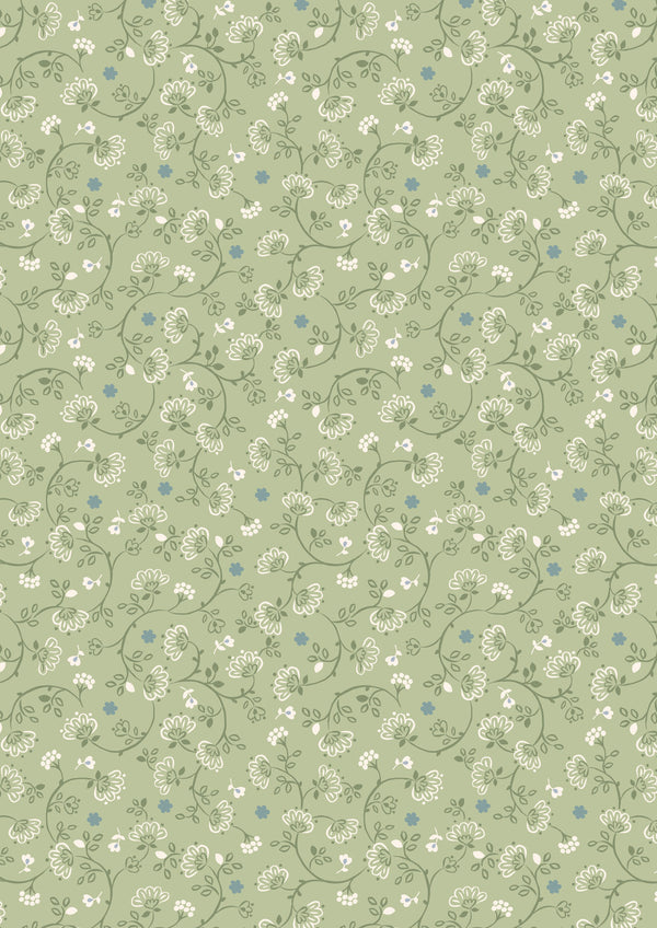 Lewis & Irene Fabric - Flower Chains on Green