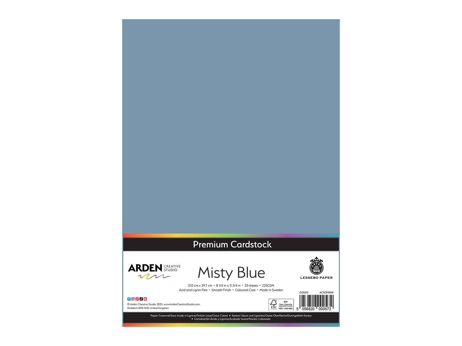 Arden Creative Studio Premium Cardstock Misty Blue A4 - 20 Pack