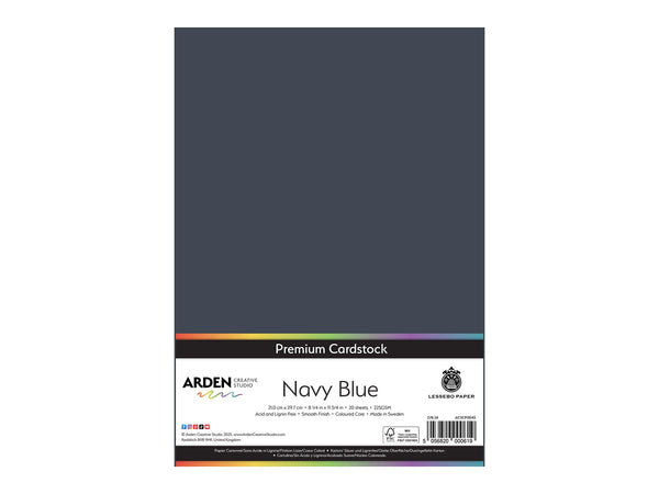 Arden Creative Studio Premium Cardstock Navy Blue A4 - 20 Pack