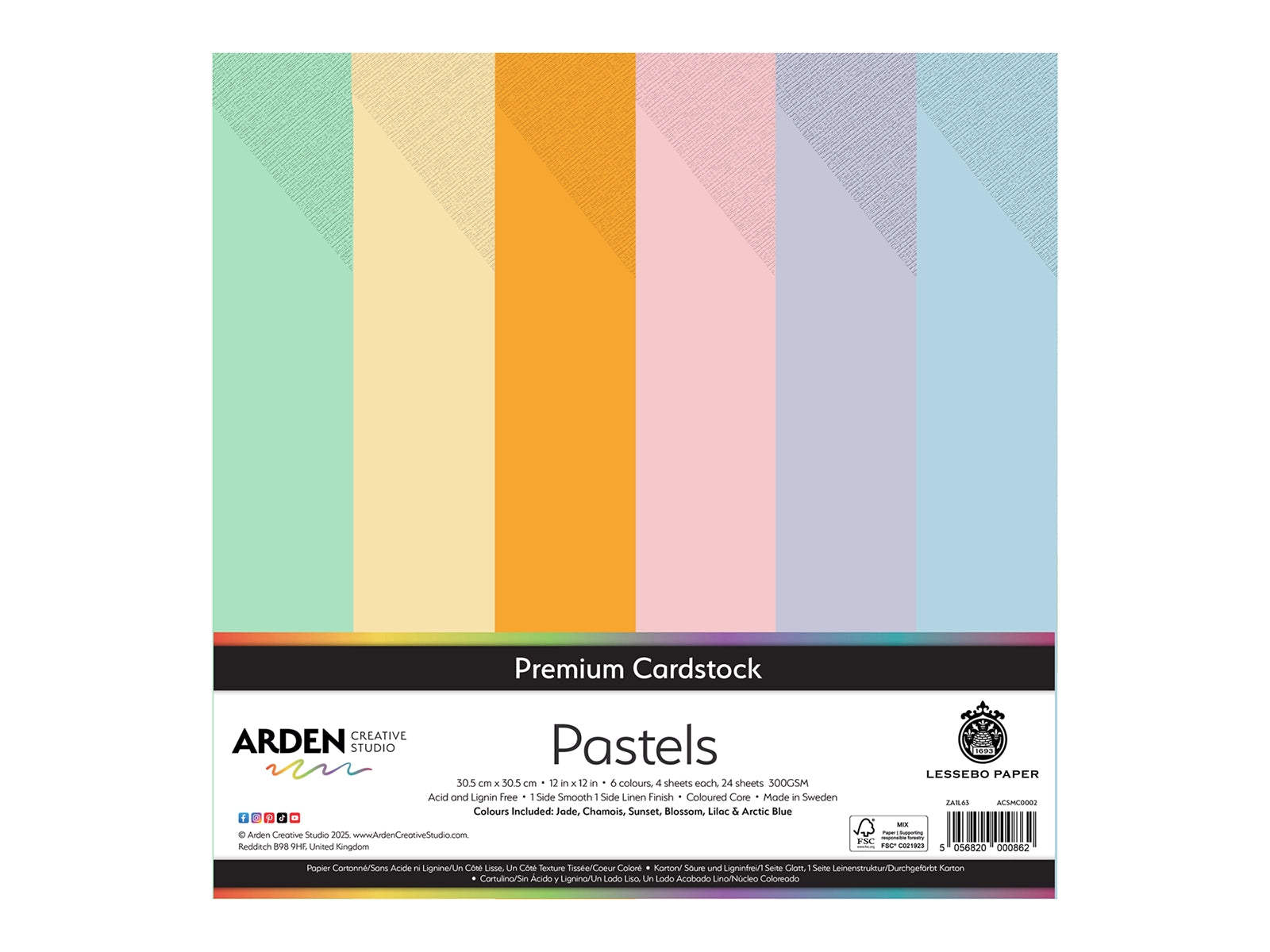 Arden Creative Studio Premium Cardstock Pastels 12" x 12" - 24 Pack