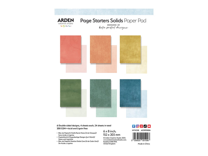 Arden Creative Studio Page Starters Solids Paper Pad 6" x 8"