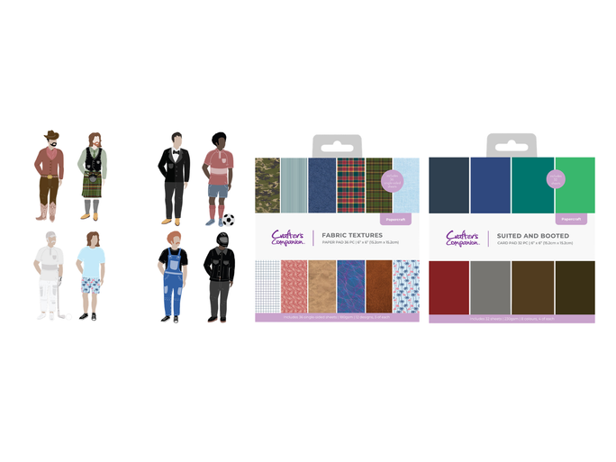 Customisable Male Characters Stamps, Dies & 6" Paper Pad 3pc Collection