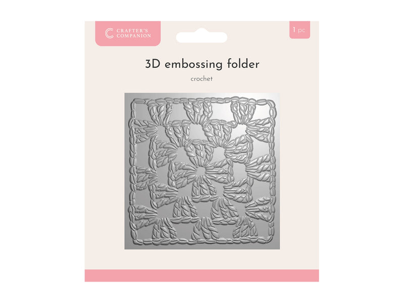 Crafters Companion 5.5 x 5.5 3D Embossing Folder - Crochet