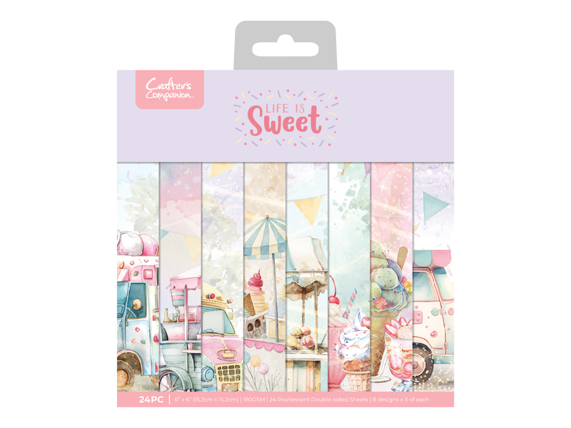 Life is Sweet - Pastel Pearlescent Vintage Ice Cream Paper Pad 6" x 6"