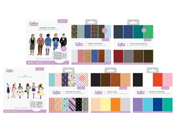 Customisable Characters Dies & 6" Paper Pads 7pc Complete Collection