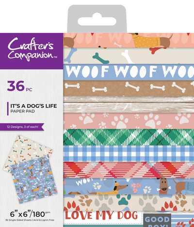 Crafter's Companion Pets Rule Printed Paper Pad 6 x 6 - It's A Dog's Life
