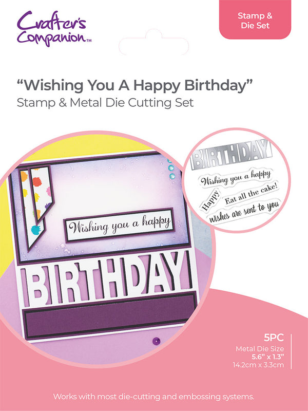 Crafter's Companion Stamp & Die Set - Wishing You A Happy Birthday