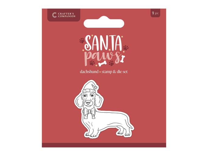 Crafter's Companion Santa Paws Stamp and Die - Dachshund