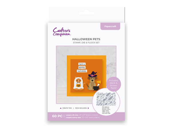 Crafter's Companion Stamp, Die & Flock - Halloween Pets