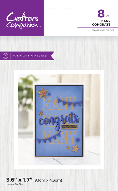 Crafter's Companion Stamp & Dies - Many Congrats