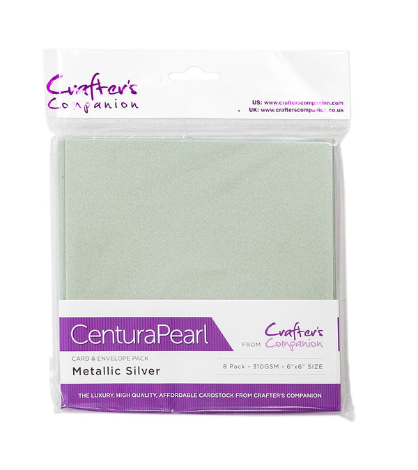Centura Pearl Card & Envelope 8PK - 6x6 - Metallic Silver
