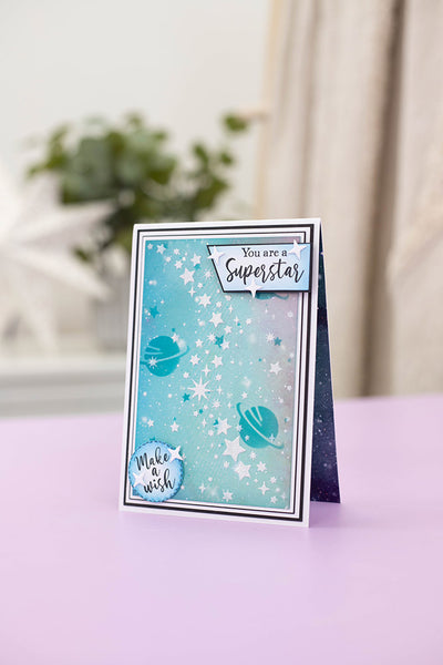 Cosmic Collection A6 Sentiment Stamps - Reach for the Stars