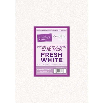 Crafter's Companion Centura Pearl Fresh White Luxury Double Sided A4 Card Pack - 40 sheets
