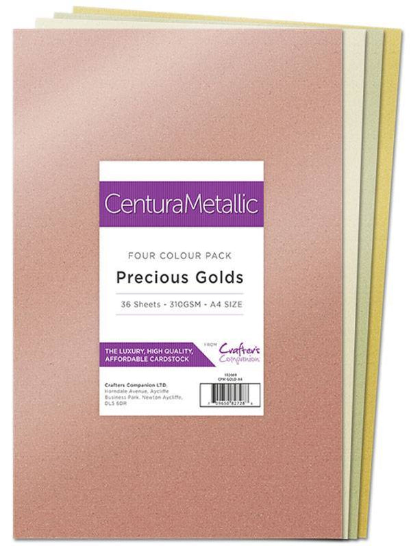 Crafter's Companion Centura Pearl Metallic A4 36 Sheet Pack - Precious Golds