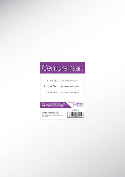 Crafter's Companion Centura Pearl Snow White Silver A3 Printable Card Pack - 25 Sheets