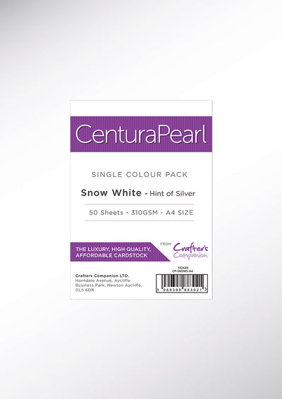 Crafter's Companion Centura Pearl Snow White Silver A4 Printable Card Pack - 50 Sheets