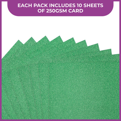 Crafter's Companion Glitter Card 10 Sheet Pack - Xmas Green