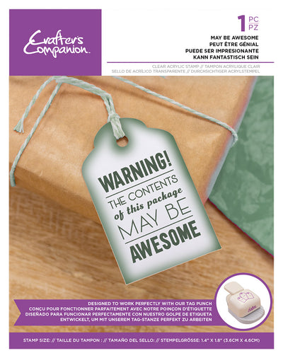 Crafter's Companion Sentiment Tag Clear Acrylic Stamp - May Be Awesome