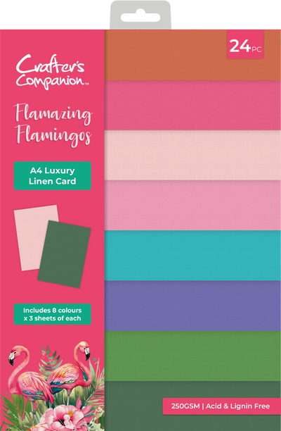 Flamazing Flamingos Luxury Linen Card Pack A4