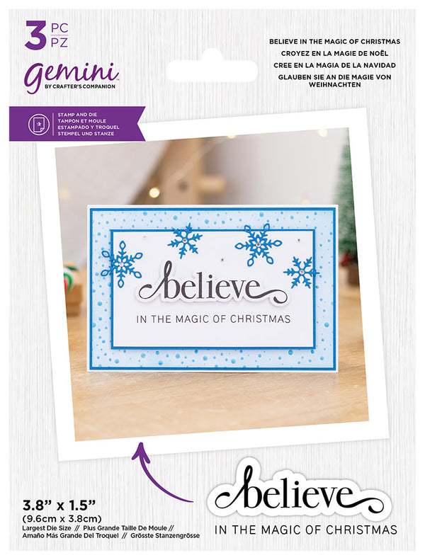 Gemini Christmas Fancy Sentiments Stamp and Die - Believe in the Magic of Christmas