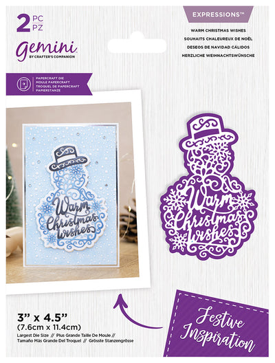 Gemini Expressions Intricate Christmas Sentiments Die - Warm Christmas Wishes