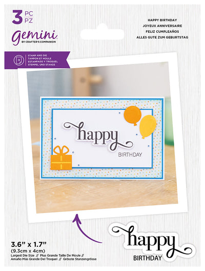 Gemini Fancy Sentiments Stamp and Die - Happy Birthday