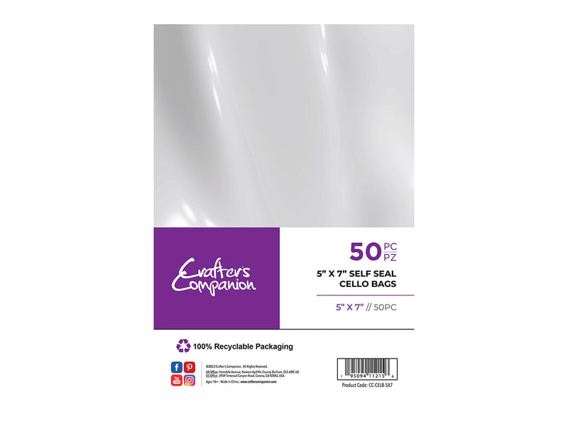 Crafter's Companion 5"x 7" Self Seal Cello Bags - 50 Pack