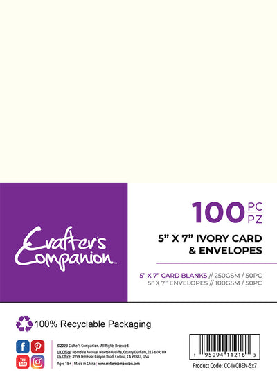 Crafter's Companion 5 x 7 Ivory Card & Envelopes - 100 Pack