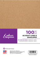 Crafter's Companion A6 Kraft Card & Envelopes - 100 Piece