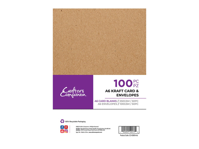 Crafter's Companion - A6 Kraft Card & Envelopes 50pk