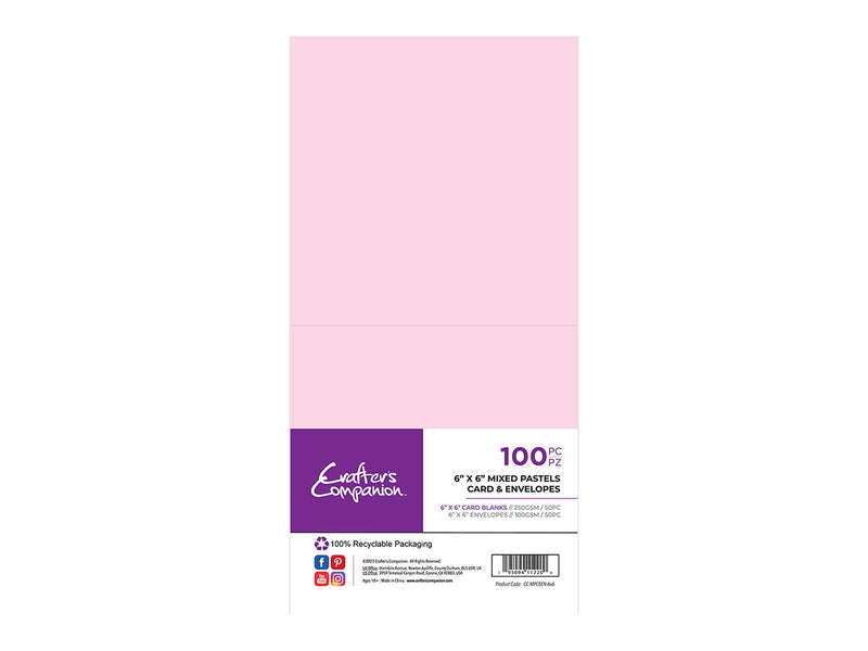 Crafter's Companion  - 6"x6" Mixed Pastels Card & Envelopes 50pk
