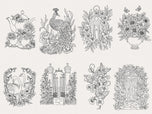 Watercolour Floral Colouring Sheets 5" x 7"