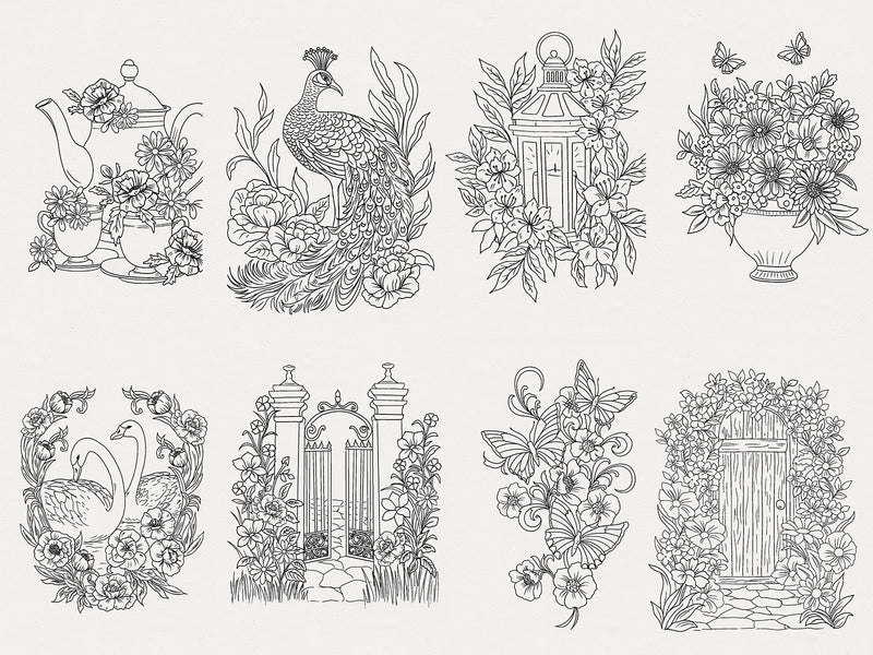 Watercolour Floral Colouring Sheets 5" x 7"