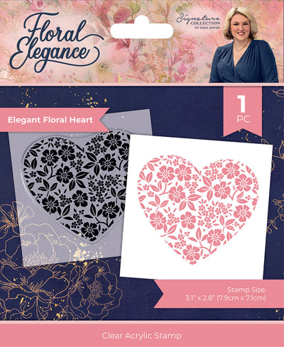 Sara Signature Floral Elegance Clear Acrylic Stamp - Elegant Floral Heart