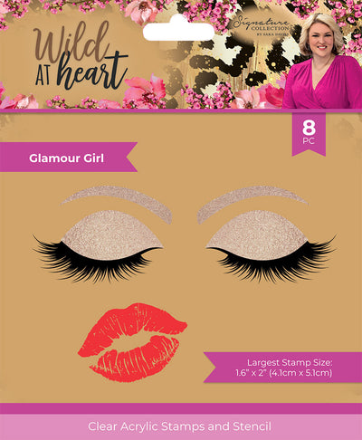 Sara Signature Wild at Heart Stencil and Clear Acrylic Stamp - Glamour Girl